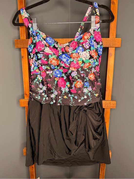 Other - Women’s Floral Swim Dress | Black Tummy Control One-Piece Swimdress | XXL